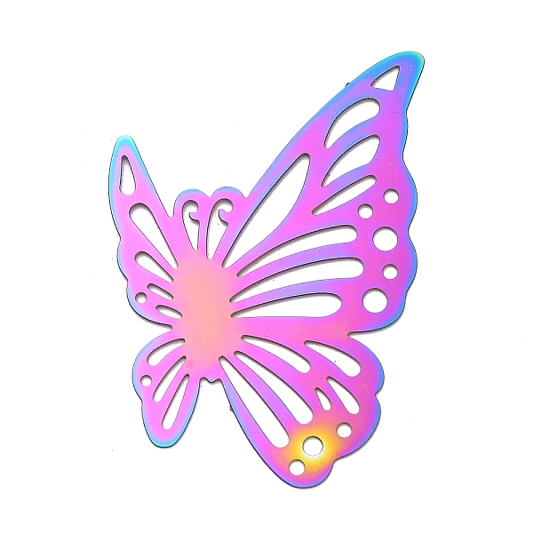 

PandaHall 201 Stainless Steel Pendants, Etched Metal Embellishments, Butterfly Charm, Rainbow Color, 42x28.5x0.3mm, Hole: 1.2 and 1.6 and...