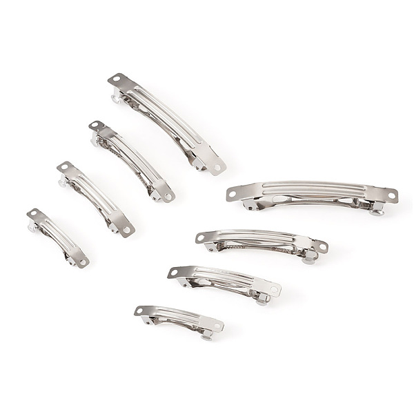 

PandaHall Biyun 100Pcs 4 Style Iron Hair Barrette Findings, French Hair Clip Findings, Platinum, 39~78x5.5~9mm, 25pcs/style Iron