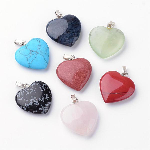 

PandaHall Synthetic & Natural Natural & Synthetic Mixed Stone Pendants, Heart, Platinum, 21~23x19~20x4.5~6.5mm, Hole: 2mm Mixed Stone Heart..., Multicolor