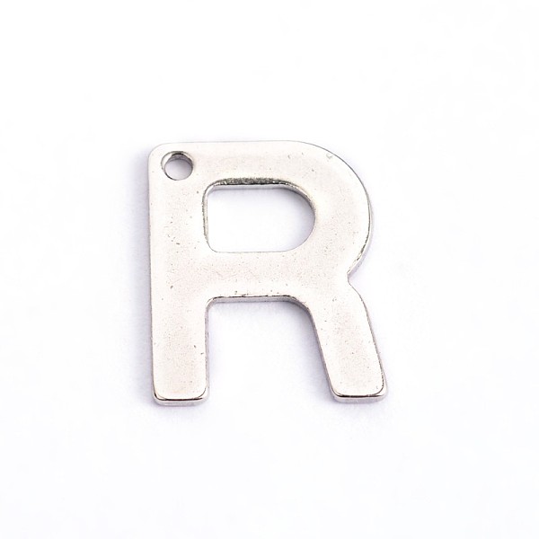 

PandaHall 304 Stainless Steel Letter Charms, Letter.R, 11x9x0.8mm, Hole: 1mm 304 Stainless Steel Letter