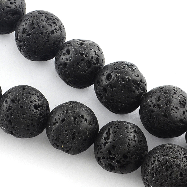 

PandaHall Natural Lava Rock Gemstone Round Bead Strands, Black, 10mm, Hole: 1.2mm, about 36pcs/strand, 15.7 inch Lava Rock Round Black
