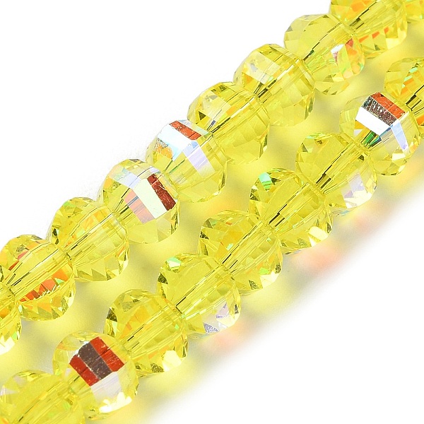 

PandaHall Transparent Electroplate Glass Beads Strands, AB Color Plated, Faceted, Rondelle, Yellow, 7.8x5.8~6.3mm, Hole: 1.5mm, about...