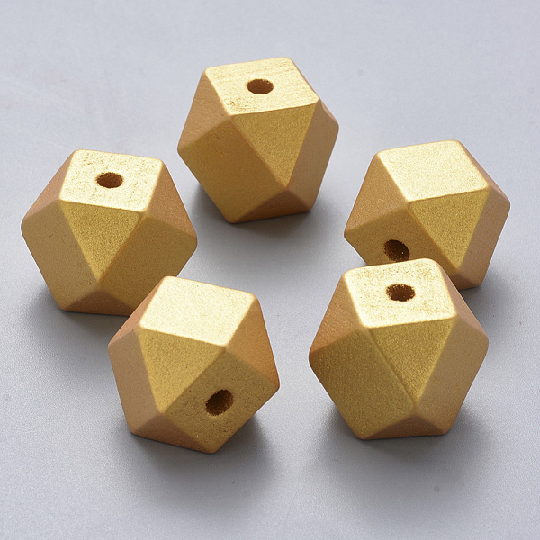 

PandaHall Painted Natural Wood European Beads, Large Hole Beads, Polygon, Gold, 19.5x19.5x20mm, Hole: 4.5mm Wood Polygon Gold