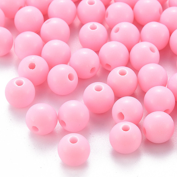 

PandaHall Opaque Acrylic Beads, Round, Pearl Pink, 8x7mm, Hole: 2mm Acrylic Round