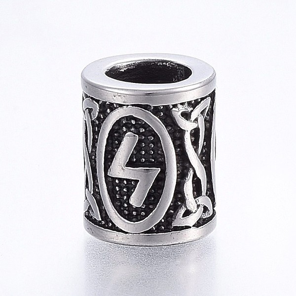 

PandaHall 304 Stainless Steel Beads, Viking Runes Beads for Hair Beards, Dreadlocks Hair Braiding, Column with Rune/Futhark/Futhorc, Antique...