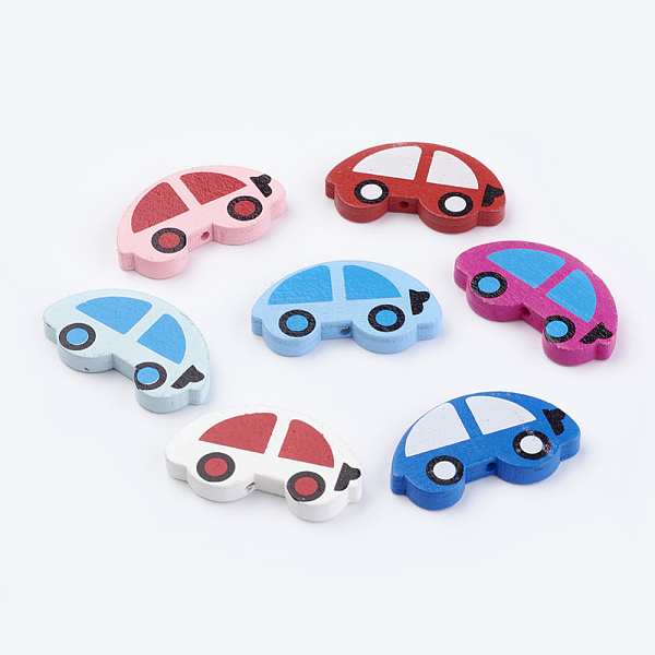 

PandaHall Natural Wood Printed Beads, Dyed, Car, Mixed Color, 20.5x36x5mm, Hole: 2mm, about 370pcs/500g Wood Vehicle Multicolor