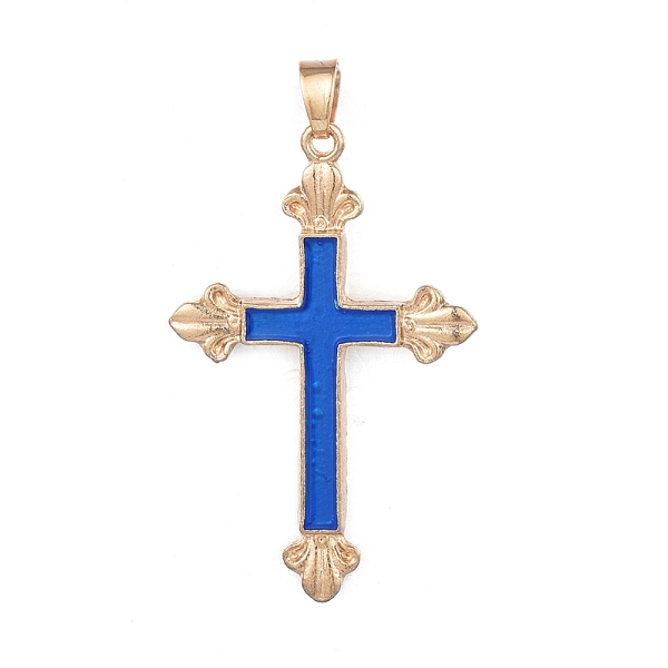 

PandaHall Enamel Pendants, with Alloy Findings, Cross, Golden, Royal Blue, 48x30.5x3mm, Hole: 5x6mm Alloy+Enamel Cross Blue