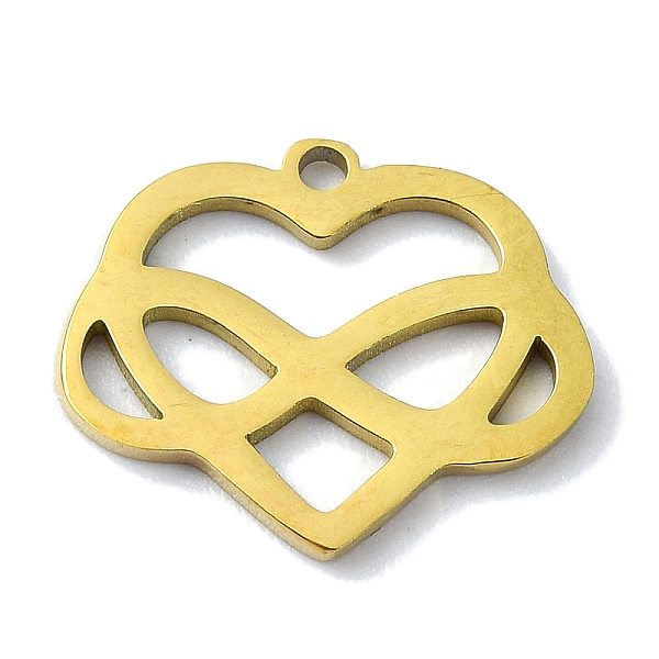 

PandaHall 304 Stainless Steel Pendants, Laser Cut, Heart with Infinity Charms, Golden, 12x15x1mm, Hole: 1mm 304 Stainless Steel Heart