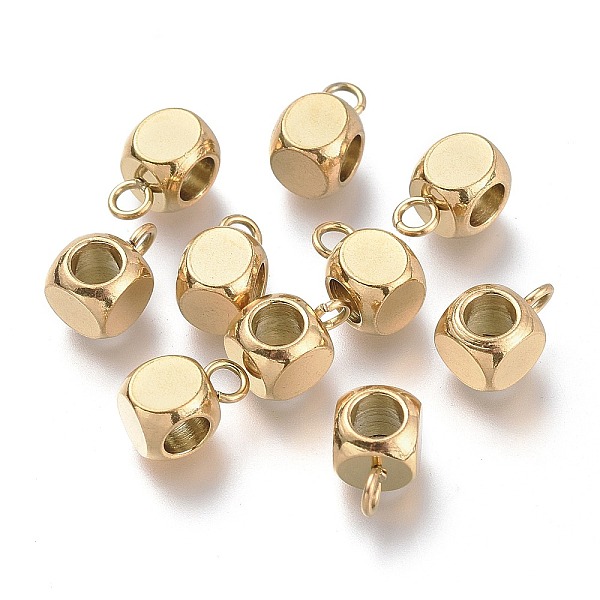 

PandaHall Ion Plating(IP) 304 Stainless Steel Tube Bails, Loop Bails, Cube Bail Beads, Golden, 7.5x5x5mm, Hole: 1.6mm, Inner Diameter: 3mm...