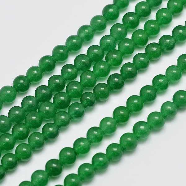 

PandaHall Natural & Dyed Malaysia Jade Bead Strands, Round, Green, 4mm, Hole: 0.8mm, about 92pcs/strand, 15 inch Malaysia Jade Round Green
