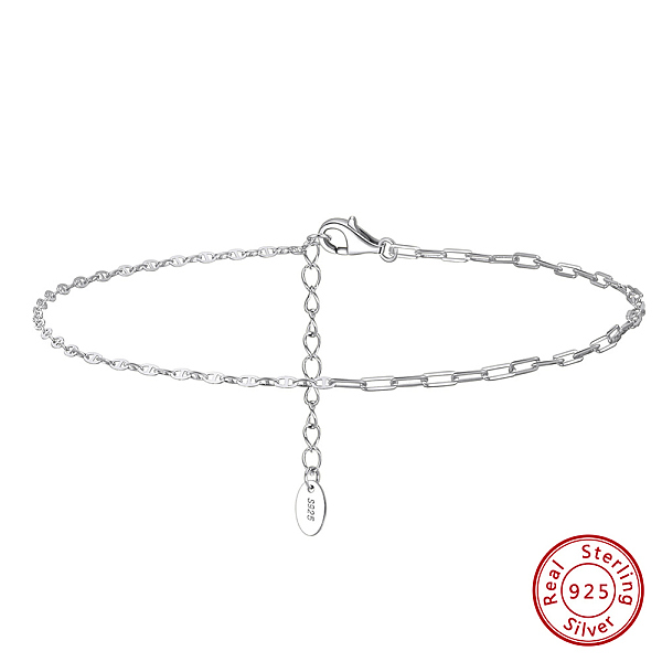 

PandaHall 925 Sterling Silver Cable Chain Anklet, Real Platinum Plated, 8-5/8 inch(22cm) Sterling Silver