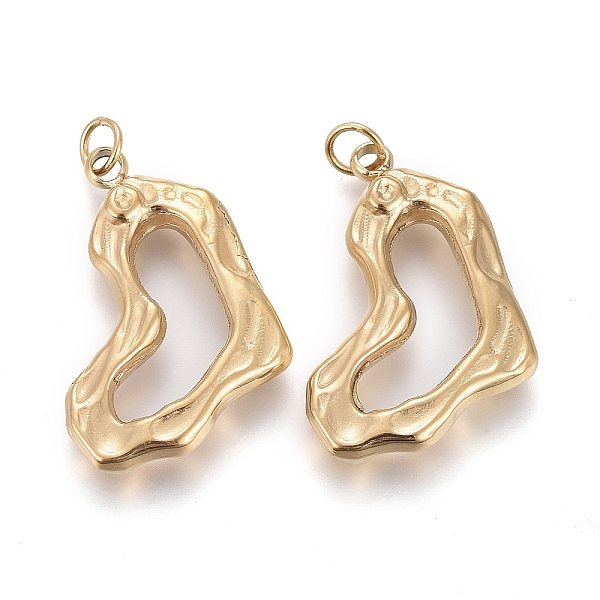 

PandaHall Ion Plating(IP) 304 Stainless Steel Pendants, with Jump Ring, Textured, Hollow, Heart, Golden, 21.5x16x3.5mm, Jump Ring: 4x0.5mm...