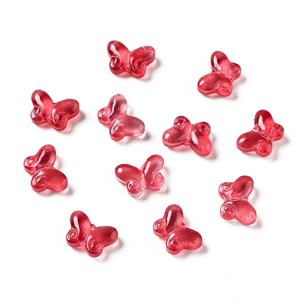 

PandaHall Transparent Glass Beads, Butterfly, Red, 10x14.5x4.5mm, Hole: 1mm Glass Butterfly Red