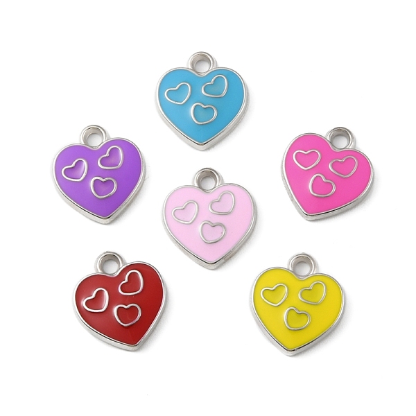 

PandaHall CCB Plastic Enamel Pendants, Platinum, Heart Charms, Mixed Color, 19.5x17.5x3.5mm, Hole: 2.5mm Plastic Heart Multicolor