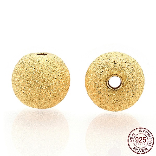 

PandaHall 925 Sterling Silver Beads, Textured Round, Nickel Free, Real 18K Gold Plated, 8.5mm, Hole: 1.6mm Sterling Silver Round
