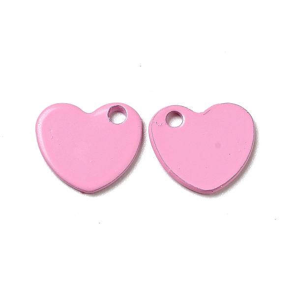 

PandaHall Spray Painted 201 Stainless Steel Charms, Heart Charm, Pearl Pink, 10x9x1mm, Hole: 1.4mm 201 Stainless Steel Heart