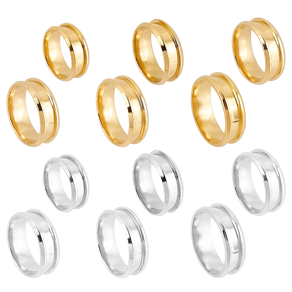

PandaHall UNICRAFTALE 12pcs 2 Colors 6 Sizes Stainless Steel Grooved Finger Ring Metal Rings Wedding Rings Core Blank for Inlay Ring Jewelry...