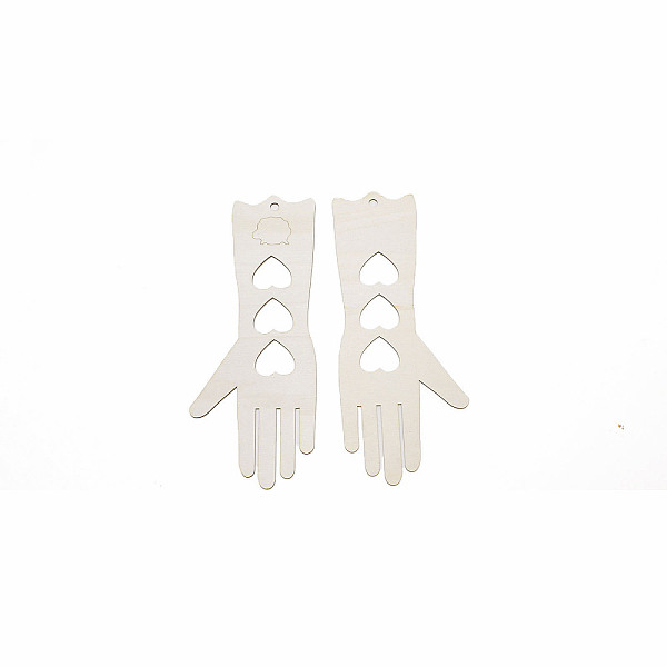

PandaHall Undyed DIY Wooden Mitten Blockers Display, Hand Knitting Gloves Molds, with Hollow Heart Patern, Floral White, 29x11.5x0.25cm...