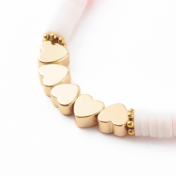 

PandaHall Adjustable Nylon Thread Braided Beads Bracelets, with Polymer Clay Heishi Beads and Brass Heart Beads, Golden, Mixed Color, Inner..., Multicolor