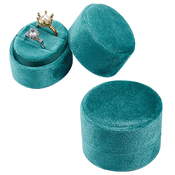

PandaHall Velvet Cover Plastic Couple Ring Box, Wedding Ring Gift Case, Oval, Dark Slate Gray, 5.65x5.4x4.6cm Velvet Oval