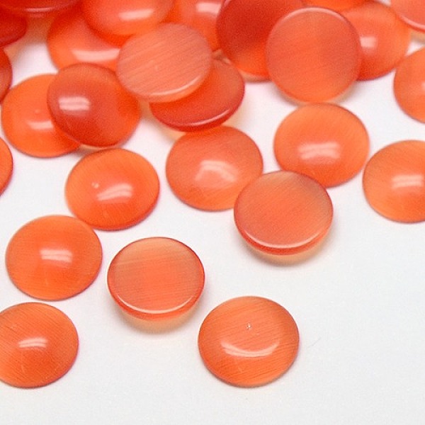 

PandaHall Cat Eye Cabochons, Half Round, Coral, 12x3mm Glass Half Round Red