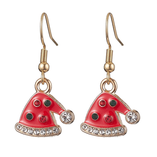 

PandaHall Christmas Theme Alloy Rhinestone Dangle Earrings, Enamel Style, 304 Stainless Steel Earrings for Women, Hat, 32.5x16mm Alloy Hat..., Red