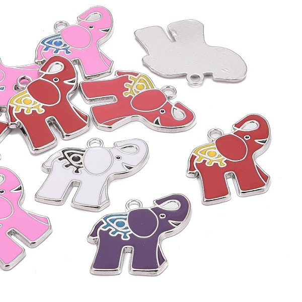 

PandaHall Alloy Enamel Pendants, Lead Free and Cadmium Free, Elephant, Platinum Metal Color, Mixed Color, 25x26x2mm, Hole: 3mm Alloy+Enamel..., Multicolor