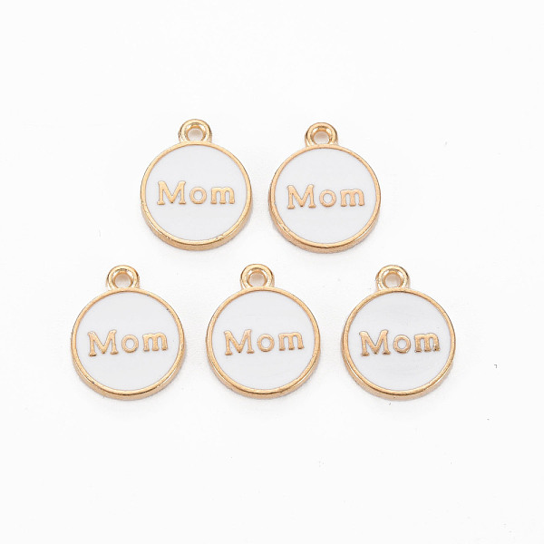 

PandaHall Alloy Enamel Charms, Cadmium Free & Lead Free, Light Gold, Flat Round with Mom, White, 14.5x12x2mm, Hole: 1.4mm Alloy+Enamel Flat...