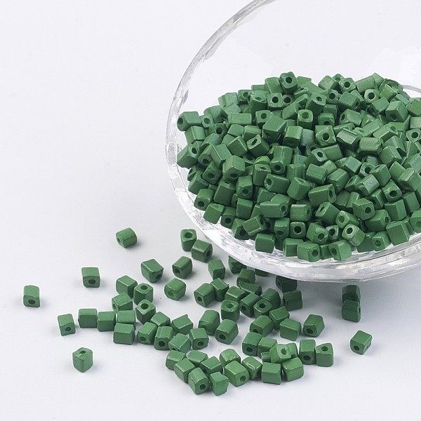 

PandaHall Cube Opaque Colours Glass Seed Beads, Round Hole, Sea Green, 3~7x3~4x3~4mm, Hole: 0.5mm, about 4500pcs/bag, 440~450g/bag Glass...