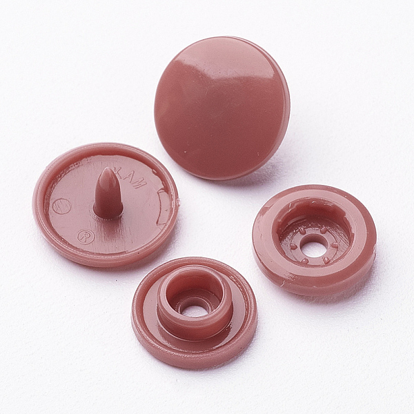 

PandaHall Resin Snap Fasteners, Raincoat Buttons, Flat Round, Indian Red, Cap: 12x6.5mm, Pin: 2mm, Stud: 10.5x3.5mm, Hole: 2mm, Socket...
