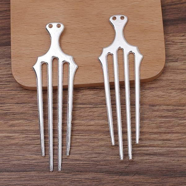

PandaHall Alloy Hair Comb Findings, with Loops, Platinum, 97x30x2mm Iron