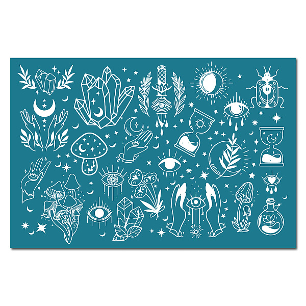 

PandaHall Silk Screen Printing Stencils, Reusable Sign Self Adhisive Stencils for Painting on Wood, DIY Decoration T-Shirt Fabric, Tarot..., Cyan
