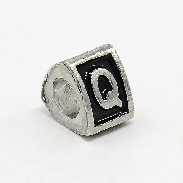 

PandaHall Platinum Tone Zinc Alloy Enamel European Beads, Large Hole Triangle Beads with Letter.Q, 9x9x7mm, Hole: 5mm Alloy+Enamel Triangle..., Black