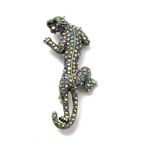 

PandaHall Alloy Rhinestone Brooches, Cadmium Free & Lead Free, Leopard, Antique Silver, 66.5x26.5x5.5mm, Pin: 0.7mm Alloy+Rhinestone Clear