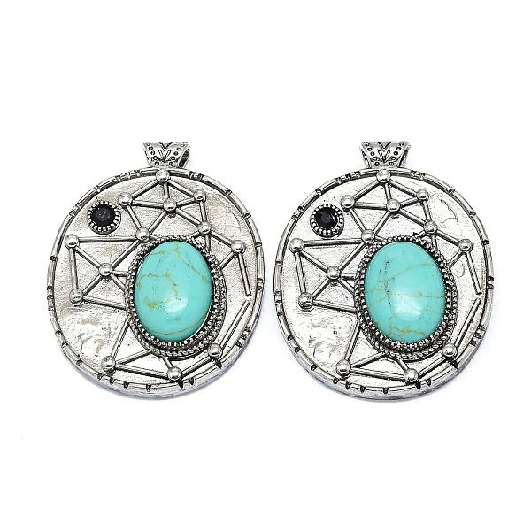 

PandaHall Synthetic Turquoise Oval Pendants, Rack Plating Antique Silver Plated Brass Pave Rhinestone Oval Charms, Cadmium Free & Lead Free...