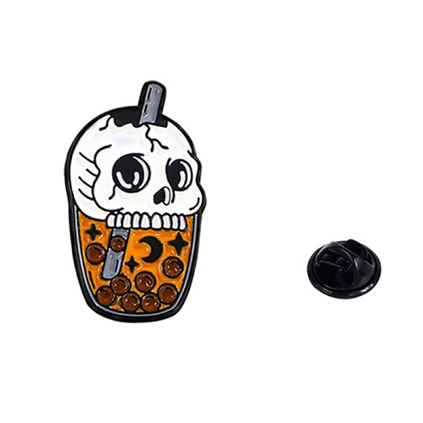 

PandaHall Black Alloy Brooches, Enamel Pins, for Backpack Cloth, Skull Theme, Orange, 30x17mm Alloy+Enamel Skull Orange