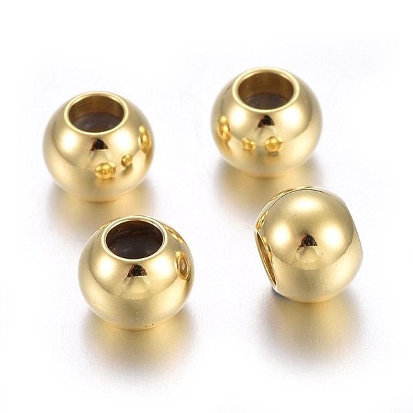 

PandaHall 201 Stainless Steel Beads, with Rubber Inside, Slider Beads, Stopper Beads, Rondelle, Real 24K Gold Plated, 6x4.5mm, Hole: 1.5mm...