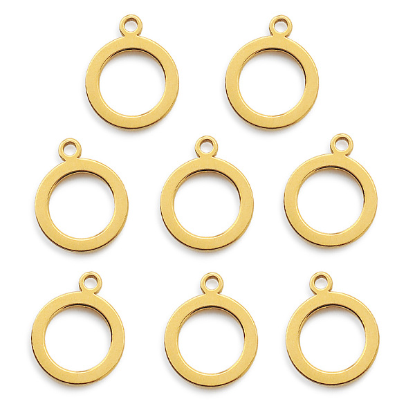 

PandaHall Vacuum Plating 201 Stainless Steel Pendants, Laser Cut, Ring, Golden, 17x13.5x2mm, Hole: 1.8mm 201 Stainless Steel Ring