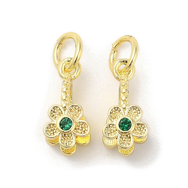 

PandaHall Brass Micro Pave Cubic Zirconia Peg Bails Pendants, Long-Lasting Plated, Lead Free & Cadmium Free, Flower, Real 18K Gold Plated..., Green