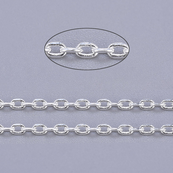 

PandaHall Brass Cable Chains, Diamond Cut Chains, Unwelded, Faceted, with Spool, Cadmium Free & Lead Free, Silver, 2.5x1x0.5mm, about 301.83...
