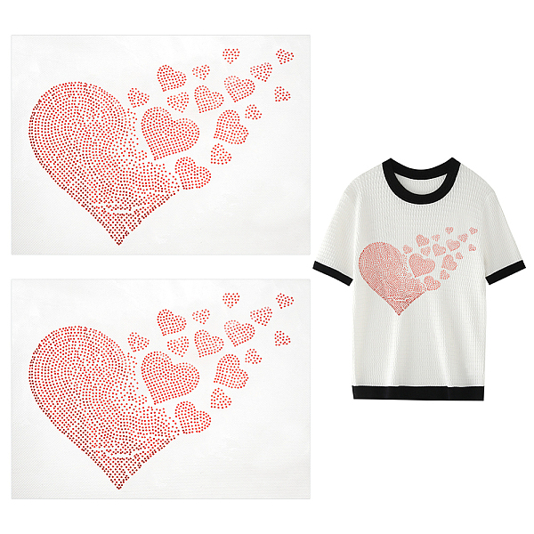 

PandaHall WADORN 2pcs Iron On Crystal Rhinestone Appliques, Bling Pink Heart Hotfix Glitter Crystal Pattern Decoration Shiny Round Glass..., Red