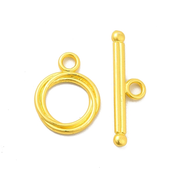 

PandaHall Rack Plating Alloy Toggle Clasps, Ring, Matte Gold Color, Bar: 24x6.5x2.5mm, Hole: 2mm, Ring: 17x13x1.5mm, Hole: 2mm Alloy Ring