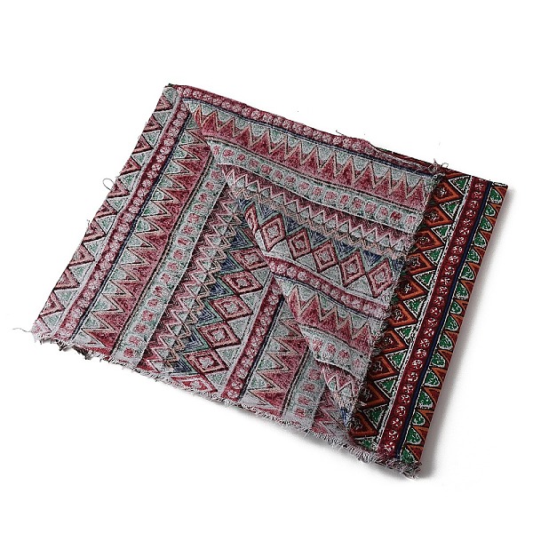 Tissu en lin et coton à imprimé géométrique bohème