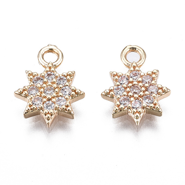 

PandaHall Brass Micro Pave Clear Cubic Zirconia Charms, Long-Lasting Plated, Cadmium Free & Lead Free, Star, Light Gold, 11.5x9x2mm, Hole...