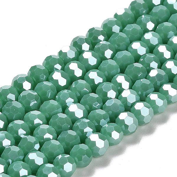 

PandaHall Electroplate Opaque Glass Beads Strands, Faceted(32 Facets), Pearl Luster Plated, Round, Medium Sea Green, 6mm, Hole: 1mm, about...