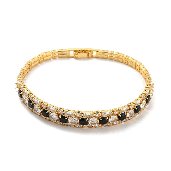 

PandaHall Rack Plating Brass Micro Pave Cubic Zirconia Link Chain Bracelets, Tennis Bracelet, Long-Lasting Plated, Cadmium Free & Lead Free..., Black