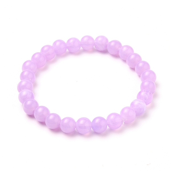 

PandaHall Acrylic Stretch Beaded Bracelets, Round, Lilac, Inner Diameter: 2-1/8 inch(5.4cm), Bead: 8mm Acrylic Purple
