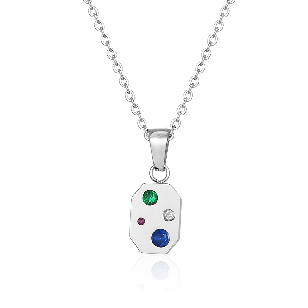 Square Necklace With Sparkling Diamond Pendant Necklaces