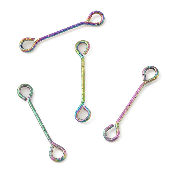 

PandaHall Ion Plating(IP) 316 Surgical Stainless Steel Eye Pins, Double Sided Eye Pins, Rainbow Color, 24 Gauge, 20x3.5x0.5mm, Hole...