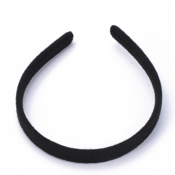 PandaHall Hair Accessories Plain Plastic Hair Band Findings, No Teeth, with Velvet, Black, 122mm, 13mm Plastic Black